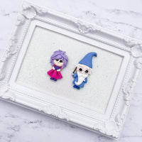 Purple Hair Pink Dress Lady & Blue Gown Wizard/FC
