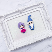 Purple Hair Pink Dress Lady & Blue Gown Wizard/FC