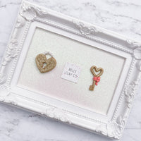 Gold Glitter Heart Padlock & Key/BC - CHOOSE ONE